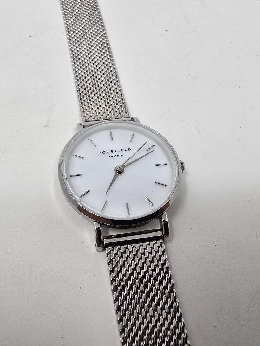 Rosefield Women's Watch Stainless Steel Japan Movement Small Edit Pearl Silver